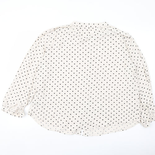 H&M Womens Ivory Polka Dot Viscose Basic Blouse Size M V-Neck