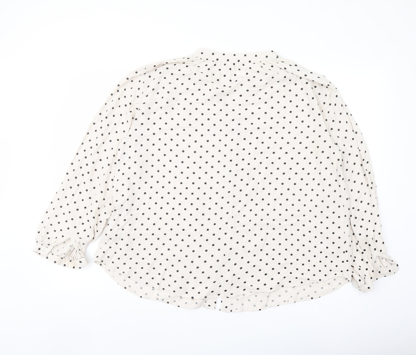 H&M Womens Ivory Polka Dot Viscose Basic Blouse Size M V-Neck