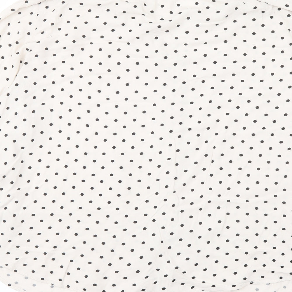 H&M Womens Ivory Polka Dot Viscose Basic Blouse Size M V-Neck