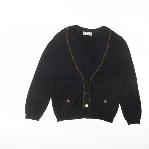 Wallis Womens Black V-Neck Viscose Cardigan Jumper Size 10