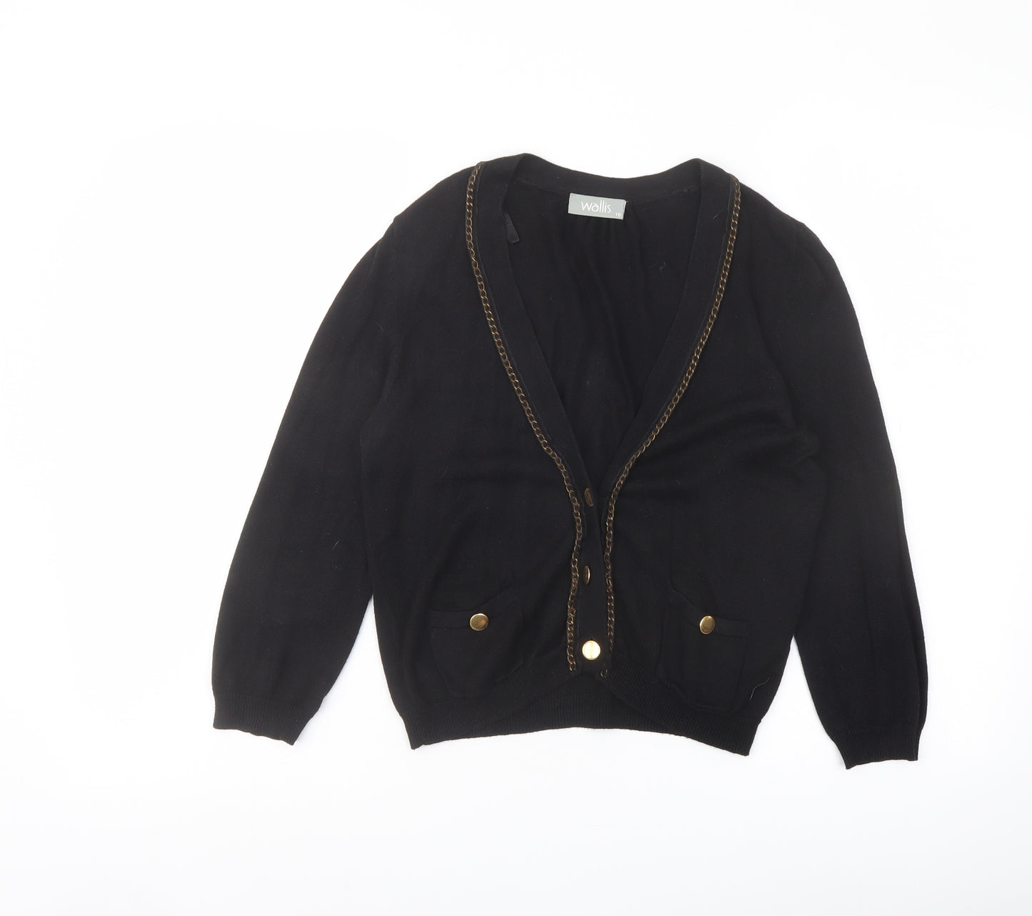 Wallis Womens Black V-Neck Viscose Cardigan Jumper Size 10