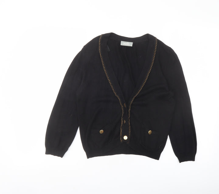Wallis Womens Black V-Neck Viscose Cardigan Jumper Size 10