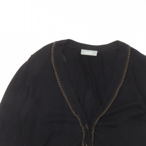 Wallis Womens Black V-Neck Viscose Cardigan Jumper Size 10