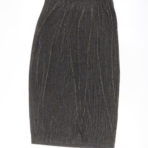 Monki Womens Black Striped Polyamide A-Line Skirt Size XS