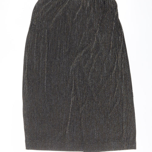 Monki Womens Black Striped Polyamide A-Line Skirt Size XS