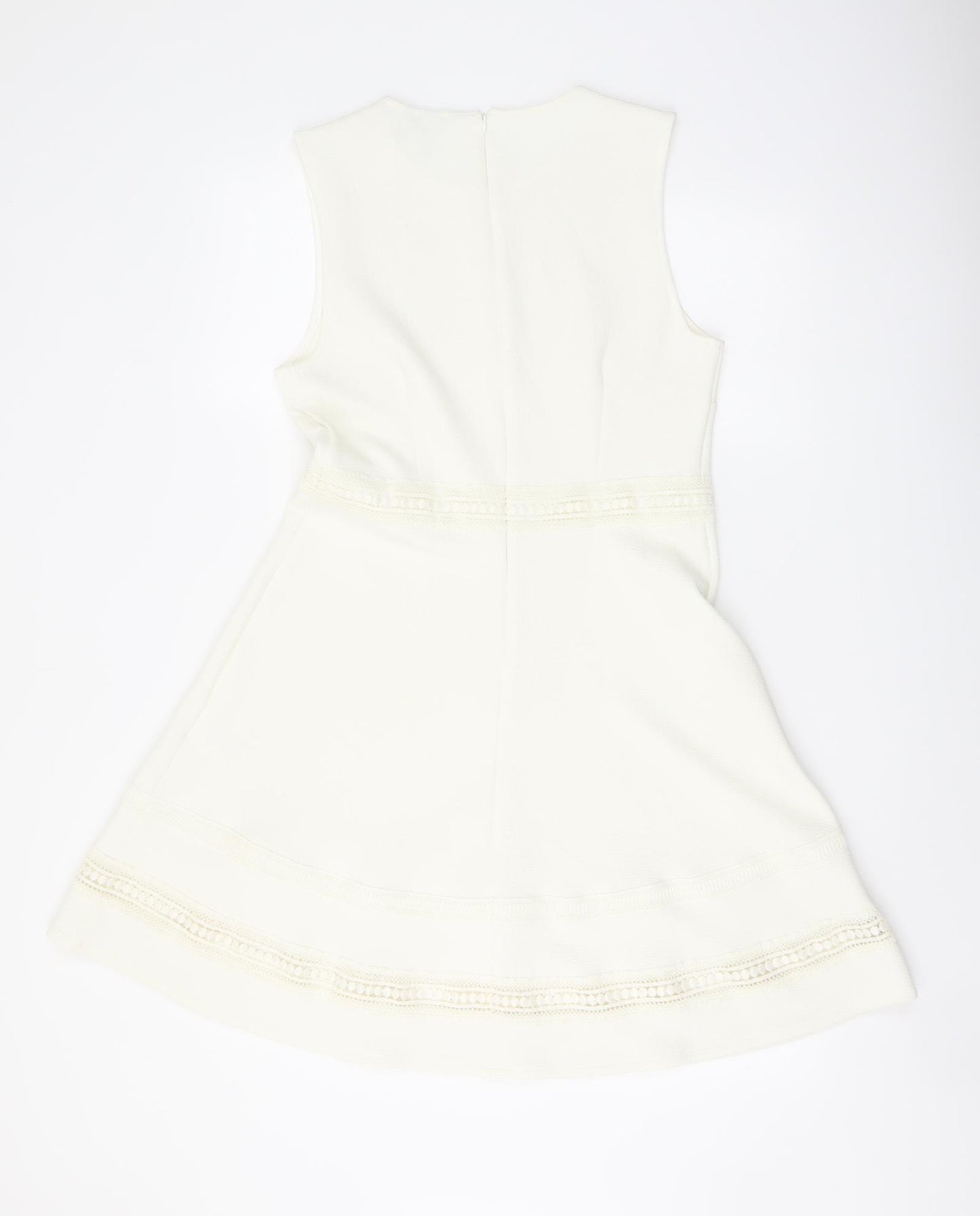 H&M Womens Ivory Polyester A-Line Size M Round Neck Zip