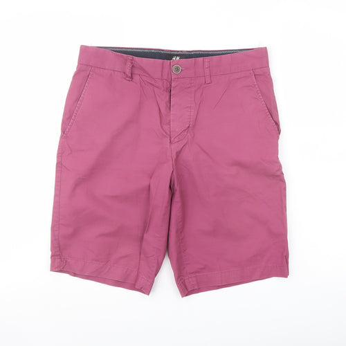 H&M Mens Purple Cotton Chino Shorts Size 32 in L10 in Regular Button