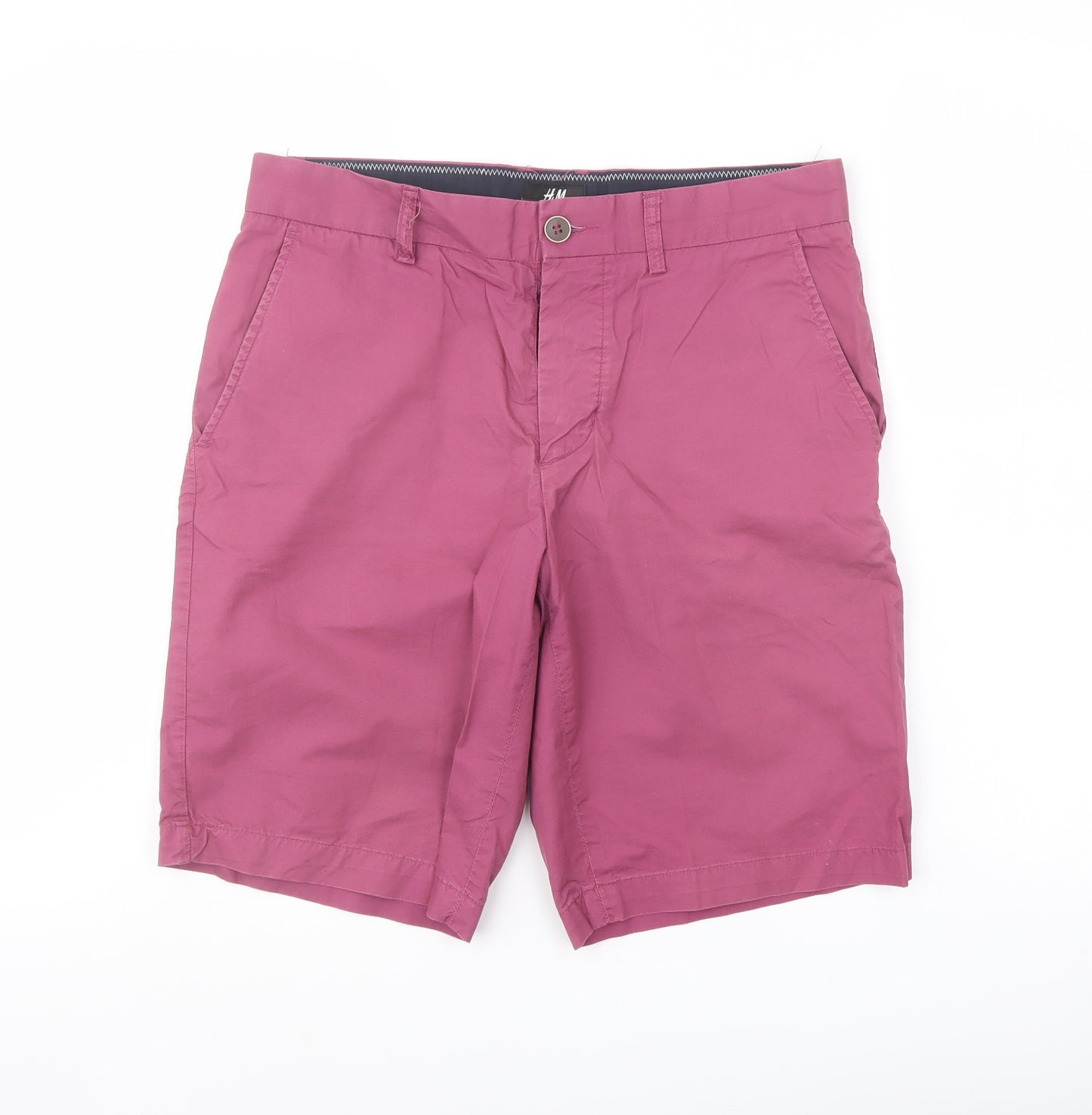 H&M Mens Purple Cotton Chino Shorts Size 32 in L10 in Regular Button