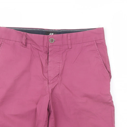 H&M Mens Purple Cotton Chino Shorts Size 32 in L10 in Regular Button