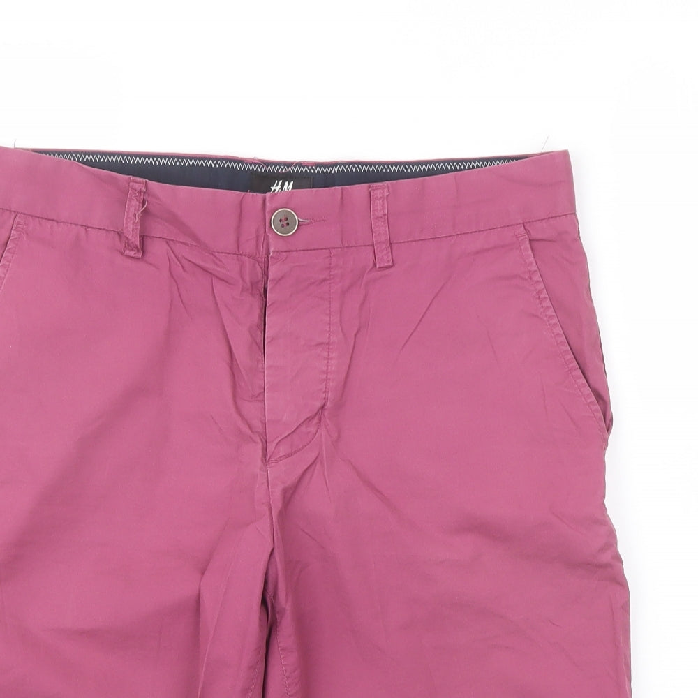 H&M Mens Purple Cotton Chino Shorts Size 32 in L10 in Regular Button