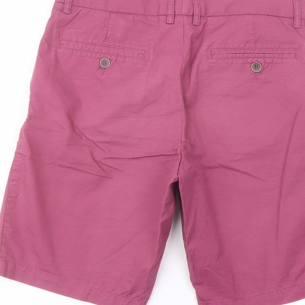 H&M Mens Purple Cotton Chino Shorts Size 32 in L10 in Regular Button