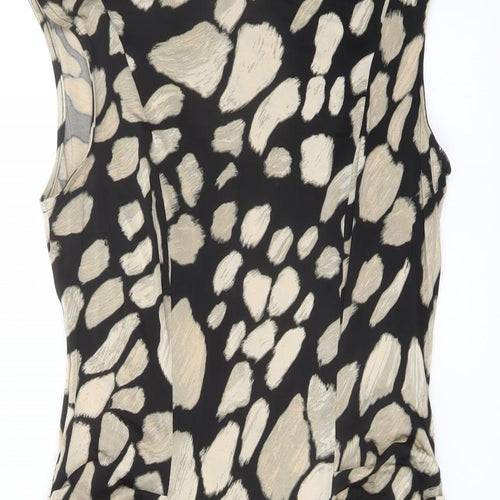 Marks and Spencer Womens Black Geometric Viscose Pencil Dress Size 14 Boat Neck Pullover