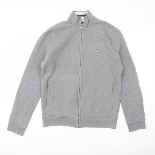 Lacoste Mens Grey Cotton Full Zip Sweatshirt Size S