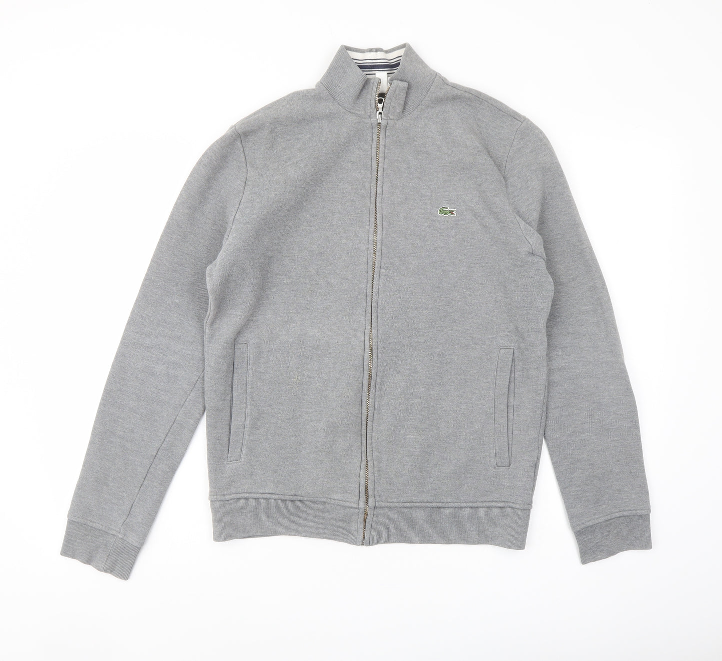 Lacoste Mens Grey Cotton Full Zip Sweatshirt Size S