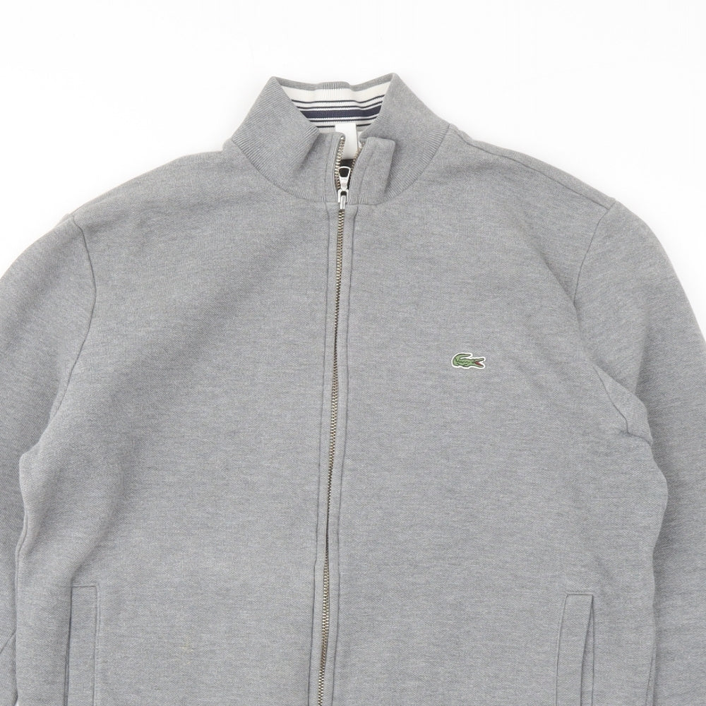 Lacoste Mens Grey Cotton Full Zip Sweatshirt Size S