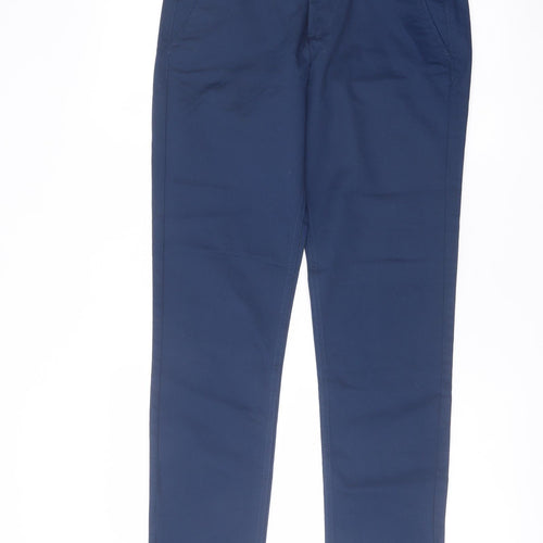 Zara Womens Blue Cotton Chino Trousers Size 10 L31 in Regular Button