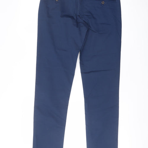 Zara Womens Blue Cotton Chino Trousers Size 10 L31 in Regular Button