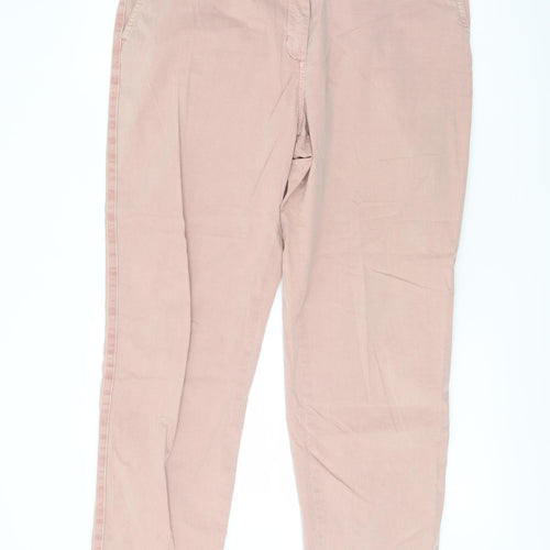 Marks and Spencer Womens Pink Cotton Chino Trousers Size 16 L30 in Regular Button