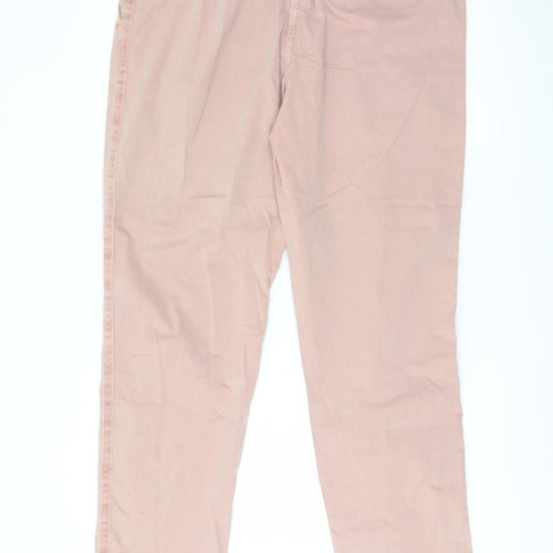 Marks and Spencer Womens Pink Cotton Chino Trousers Size 16 L30 in Regular Button
