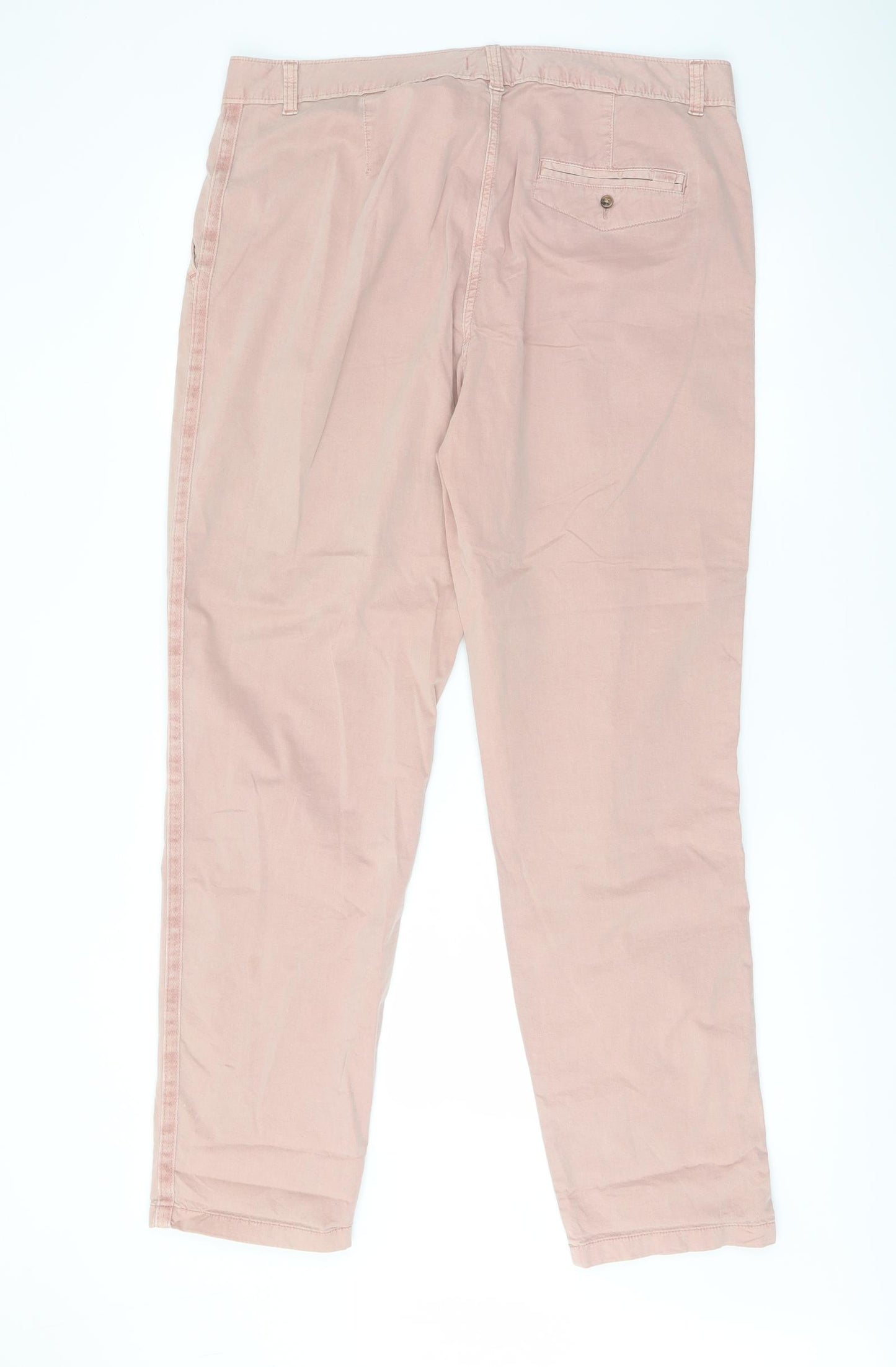 Marks and Spencer Womens Pink Cotton Chino Trousers Size 16 L30 in Regular Button