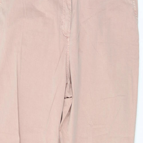 Marks and Spencer Womens Pink Cotton Chino Trousers Size 16 L30 in Regular Button