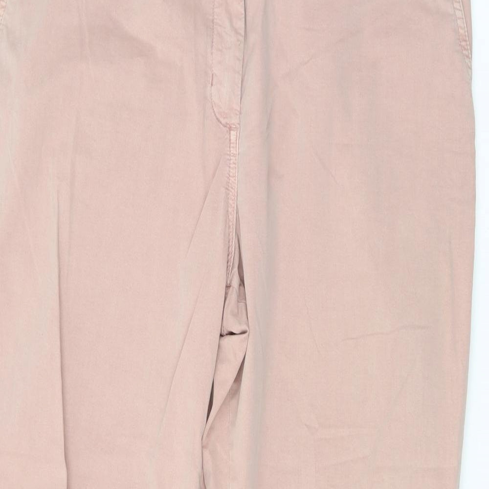 Marks and Spencer Womens Pink Cotton Chino Trousers Size 16 L30 in Regular Button
