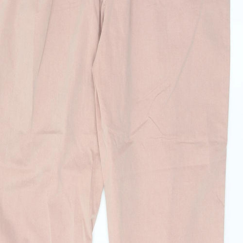 Marks and Spencer Womens Pink Cotton Chino Trousers Size 16 L30 in Regular Button