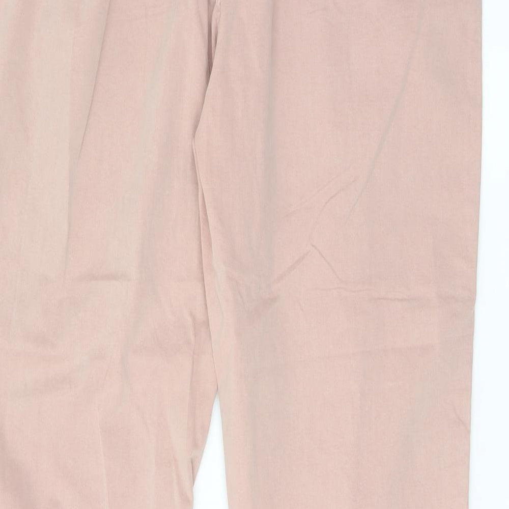 Marks and Spencer Womens Pink Cotton Chino Trousers Size 16 L30 in Regular Button