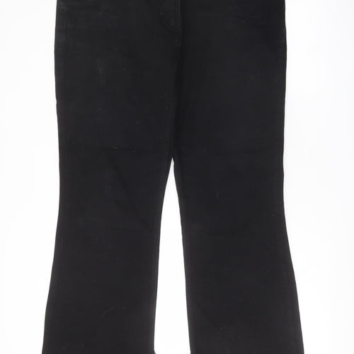 Nexyt Womens Black Cotton Flared Jeans Size 16 L29 in Regular Button