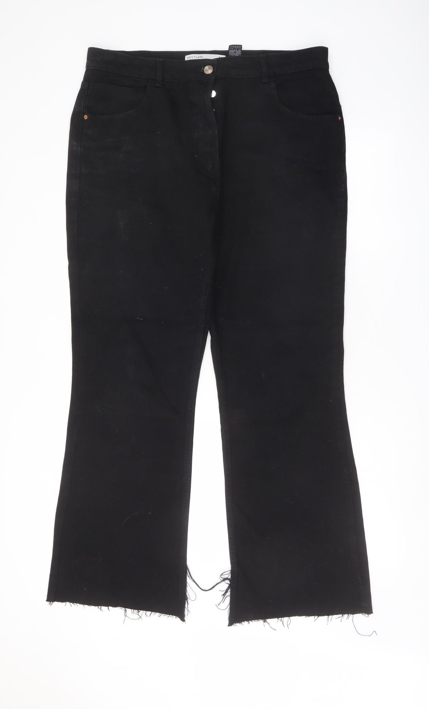 Nexyt Womens Black Cotton Flared Jeans Size 16 L29 in Regular Button