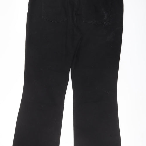 Nexyt Womens Black Cotton Flared Jeans Size 16 L29 in Regular Button