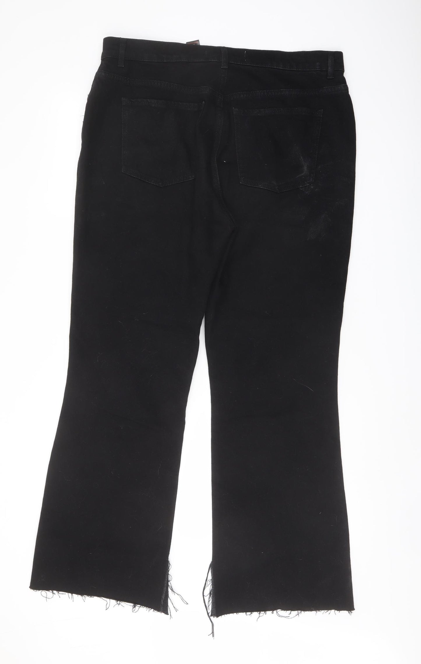 Nexyt Womens Black Cotton Flared Jeans Size 16 L29 in Regular Button