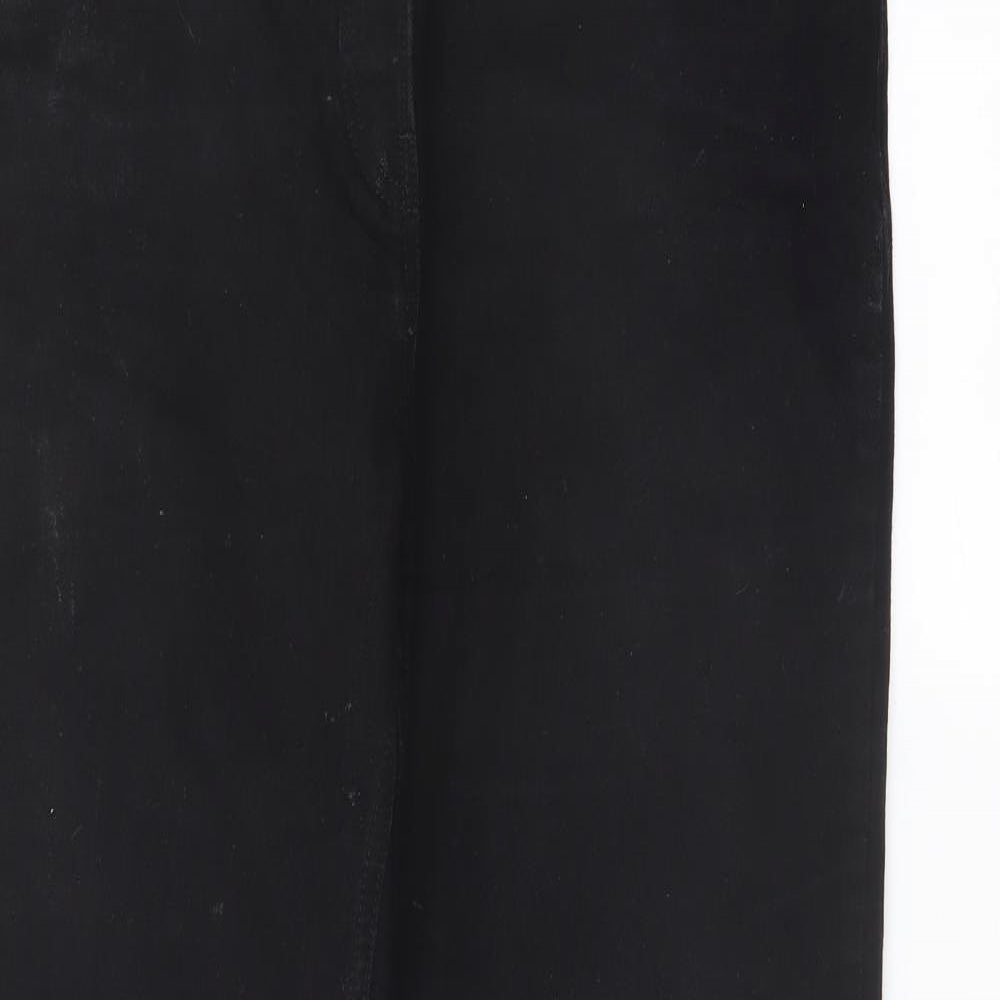 Nexyt Womens Black Cotton Flared Jeans Size 16 L29 in Regular Button