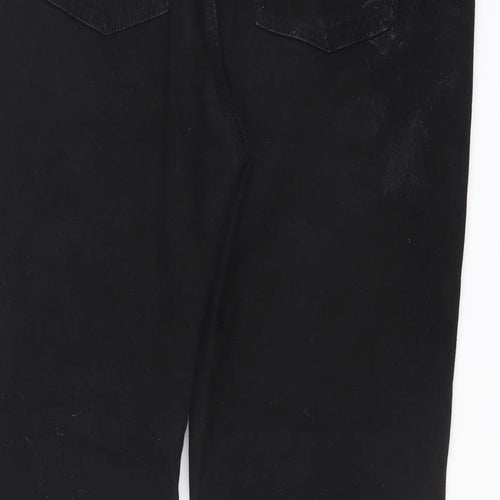 Nexyt Womens Black Cotton Flared Jeans Size 16 L29 in Regular Button