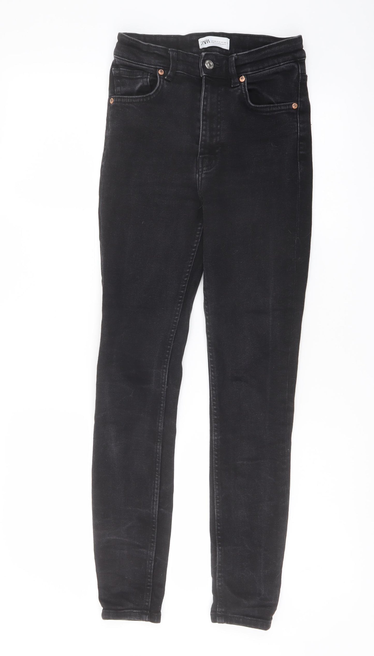 Zata Womens Black Cotton Skinny Jeans Size 8 L27 in Regular Button