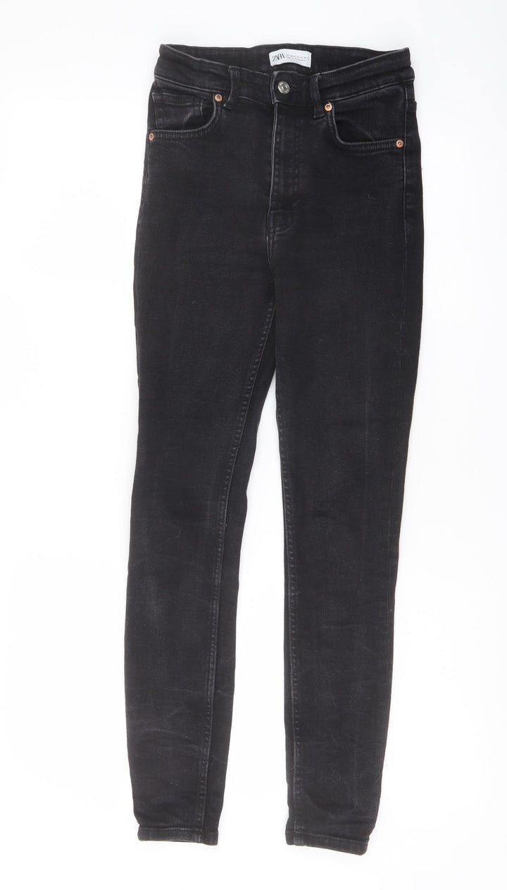 Zata Womens Black Cotton Skinny Jeans Size 8 L27 in Regular Button