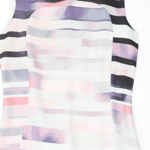Marks and Spencer Womens Multicoloured Striped Polyester Pencil Dress Size 18 Boat Neck Zip