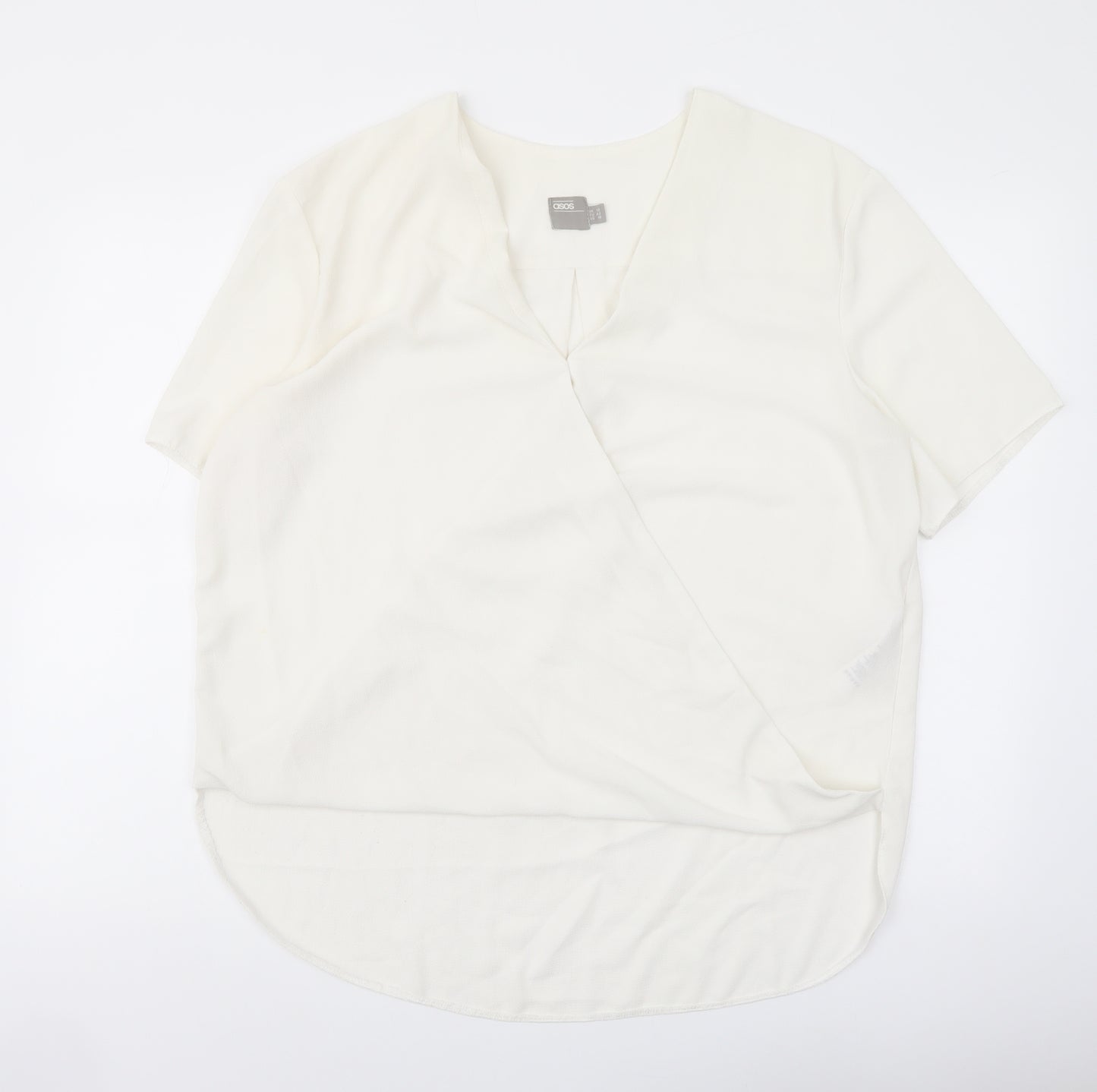 ASOS Womens Ivory Polyester Basic Blouse Size 14 V-Neck