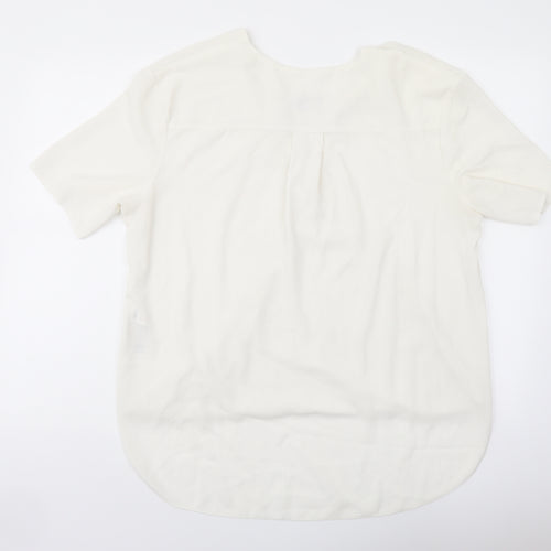 ASOS Womens Ivory Polyester Basic Blouse Size 14 V-Neck