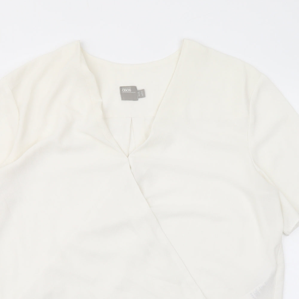ASOS Womens Ivory Polyester Basic Blouse Size 14 V-Neck
