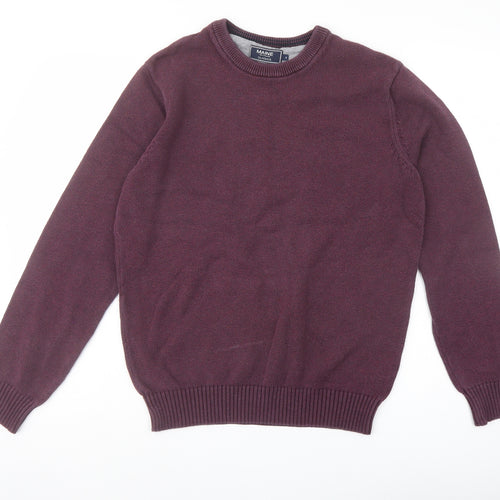Maine Mens Pink Crew Neck Cotton Pullover Jumper Size S Long Sleeve