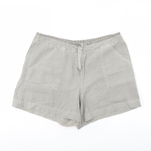 New Look Womens Grey Linen Chino Shorts Size 12 L4 in Regular Button