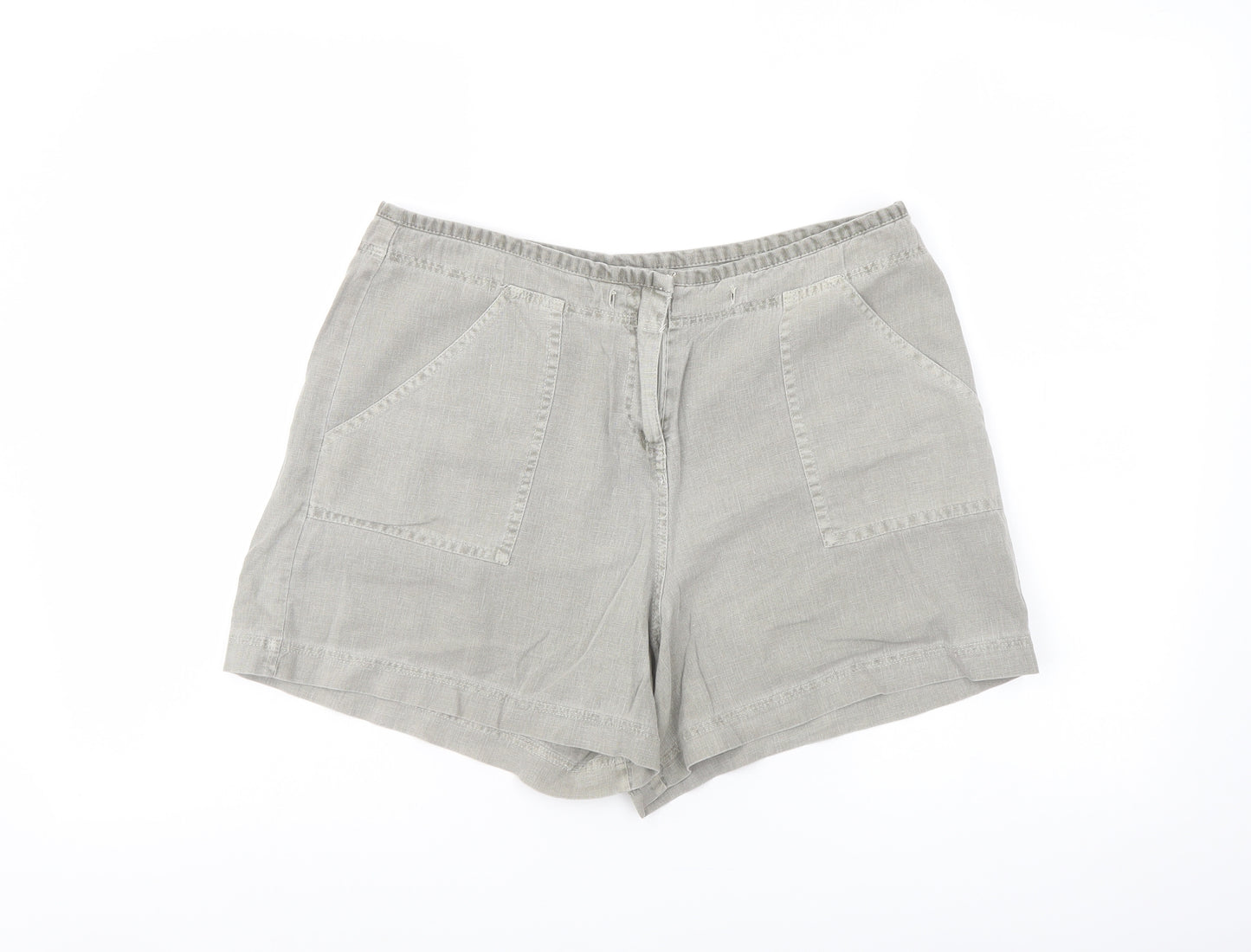 New Look Womens Grey Linen Chino Shorts Size 12 L4 in Regular Button