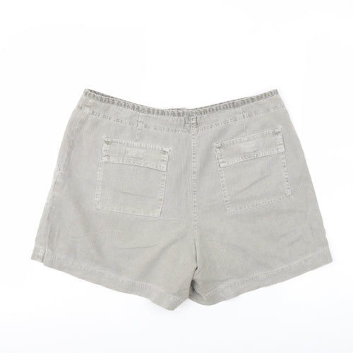 New Look Womens Grey Linen Chino Shorts Size 12 L4 in Regular Button