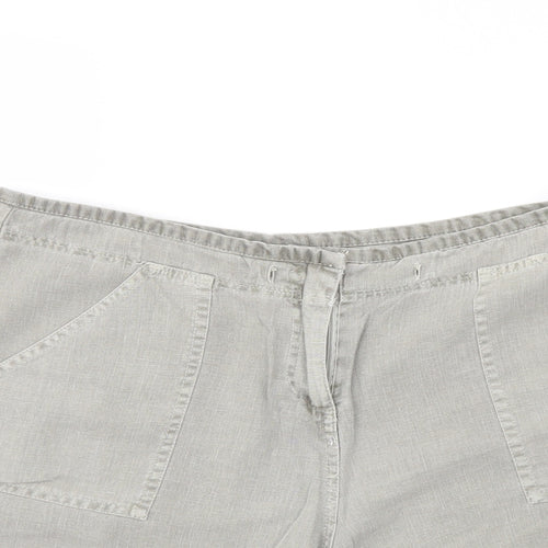 New Look Womens Grey Linen Chino Shorts Size 12 L4 in Regular Button