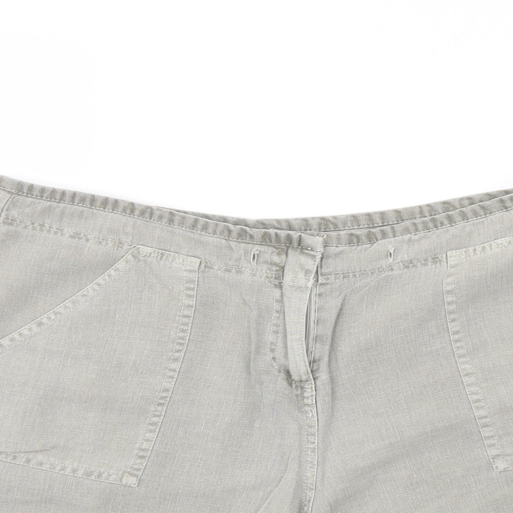 New Look Womens Grey Linen Chino Shorts Size 12 L4 in Regular Button