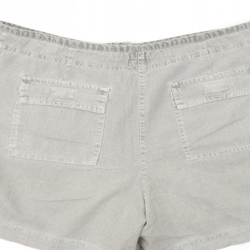 New Look Womens Grey Linen Chino Shorts Size 12 L4 in Regular Button