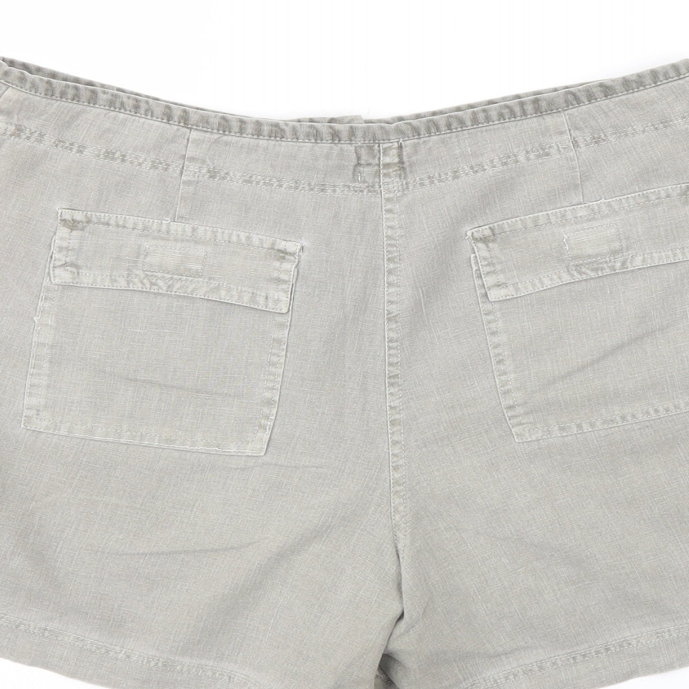 New Look Womens Grey Linen Chino Shorts Size 12 L4 in Regular Button