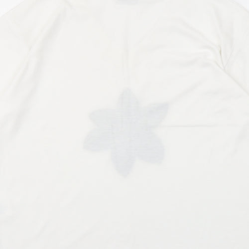 Editions Womens Ivory Polyester Basic T-Shirt Size M V-Neck