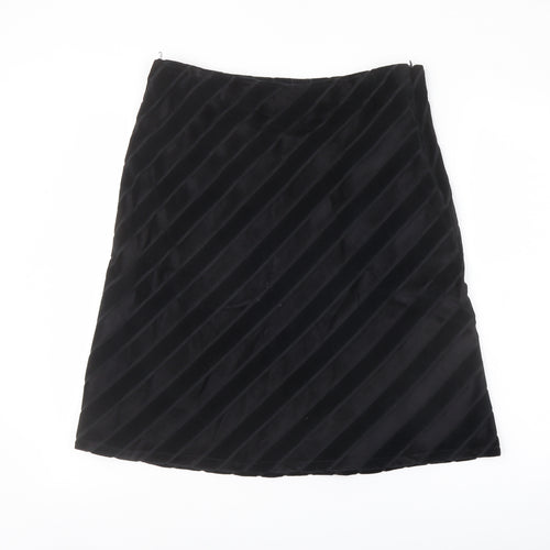 Nomads Womens Black Striped Viscose A-Line Skirt Size L Zip